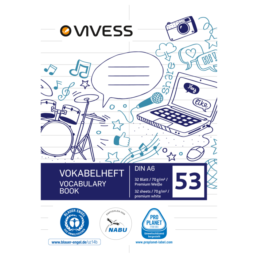 Vivess Vokabelheft A6 Lin 32 B